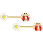 14G 9/16 Clear Black Gem Gold Hue Ladybug Barbell Nipple Ring Set