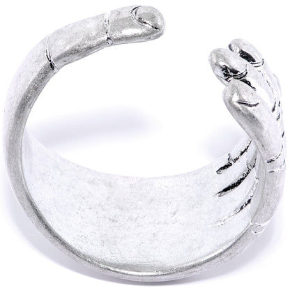 Rhodium Plated Hold Hands Toe Ring