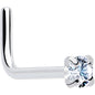 20G 1/4 Clear 2mm CZ Gem L Shaped Nose Ring