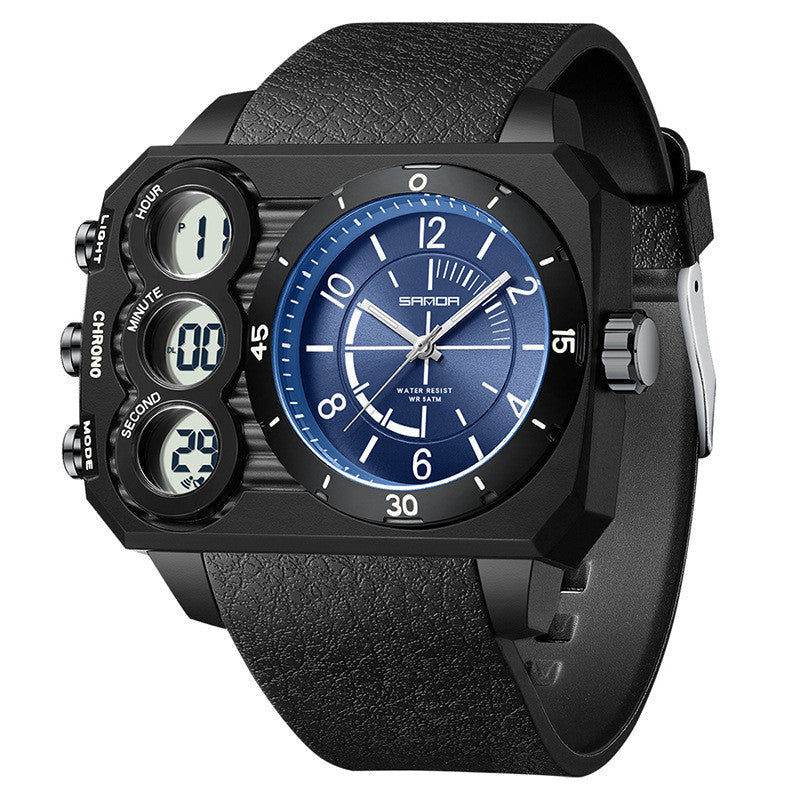 Outdoor Sports Waterproof Watch For Men Rugged Design With A Large Dial And Dual Display