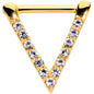 16G 5/16 Clear CZ Gem Gold Tone Sleek Triangle Septum Clicker