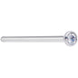 18G 3/4 Clear CZ Gem Grade 23 Titanium Fishtail Nose Ring 3mm