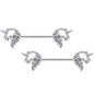 14G 9/16 Clear Gem Silhouette Unicorn Barbell Nipple Ring Set