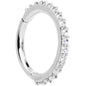 16G 5/16 Clear CZ Gem Stainless Steel Hinged Segment Ring