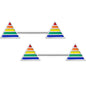 14G 9/16 Rainbow Pride Triangle Barbell Nipple Ring Set