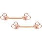 14G 9/16 Clear CZ Rose Gold Tone Heart Barbell Nipple Ring Set