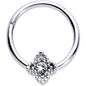 16G 3/8 Clear Gem Textured Cross Septum Clicker