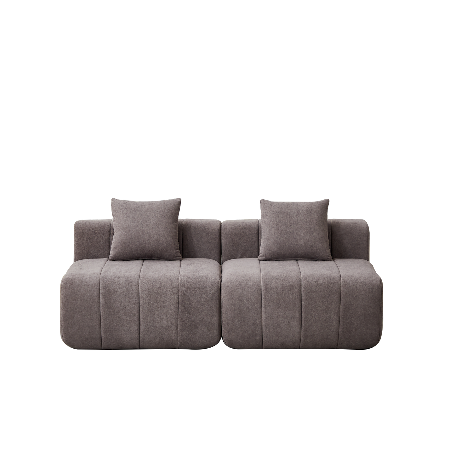 Loveseat Modular Chenille Gray 2 Seat Piano Key Design