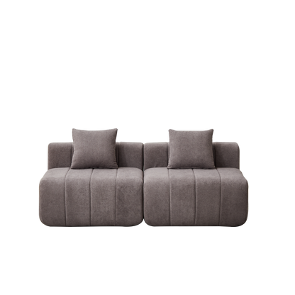 Loveseat Modular Chenille Gray 2 Seat Piano Key Design