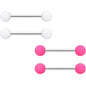 14G 9/16 Hot Pink White Matte Barbell Nipple Ring Set of 4
