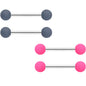 14G 9/16 Hot Pink Grey Matte Barbell Nipple Ring Set of 4