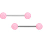14G 9/16 Petal Pink Matte Barbell Nipple Ring Set
