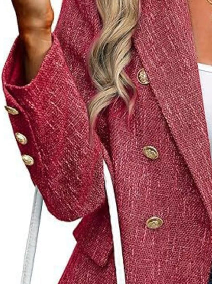 Double-Breasted Lapel Collar Blazer