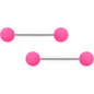 14G 9/16 Hot Pink Matte Barbell Nipple Ring Set