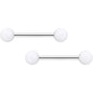 14G 9/16 White Matte Barbell Nipple Ring Set