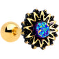 16G 1/4 Gold Tone Aqua Center Sunburst Cartilage Tragus Earring