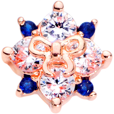 16G 1/4 Clear CZ Gem Rose Gold Tone Bow Star Cartilage Tragus
