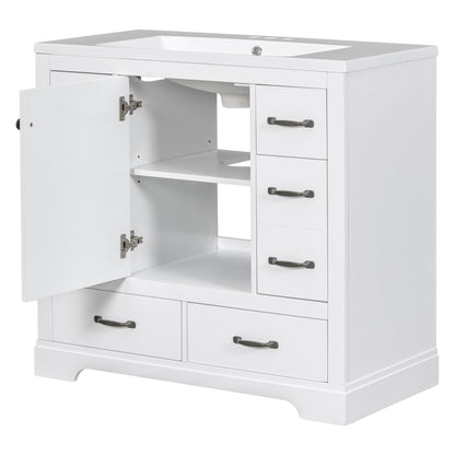 36' Bathroom Vanity with Sink Combo, Six Drawers, Multi-Functional Drawer Div...
