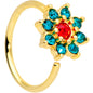 18G 3/8 Red Green Gem Gold Tone Christmas Flower Nose Hoop