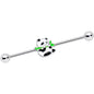 14G Black White Hungry Panda Bear Industrial Barbell 38mm