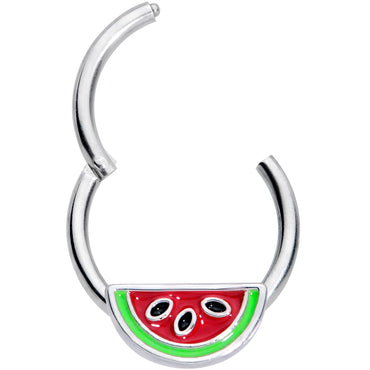 16G 3/8  Red Green Juicy Watermelon Fruit Hinged Segment Ring