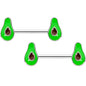 14G 9/16 Groovy Green Avocado Barbell Nipple Ring Set