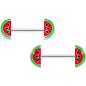 14G 9/16 Red Green Juicy Watermelon Barbell Nipple Ring Set