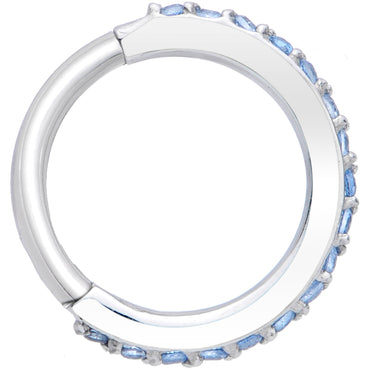 16G 5/16 Aqua CZ Gem Stainless Steel Hinged Segment Ring