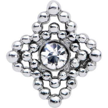 16G 1/4 Clear Gem Textured Cross Cartilage Tragus Earring