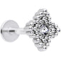 16G 5/16 Clear Gem Textured Cross Labret Monroe Tragus