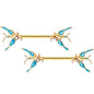14G 9/16 Clear CZ Gem Gold Tone Swallow Bird Nipple Ring Set