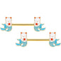 14G 9/16 Gold Tone Blue Star Cat Mermaid Barbell Nipple Ring Set