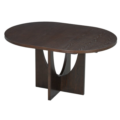 Modern 5-Piece Extendable Round Dining Table Set with 16.2inch Removable Leaf