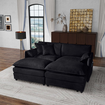 Modern Comfy Deep Seat Modular Sectional Sofa Cloud Couch With Ottoman