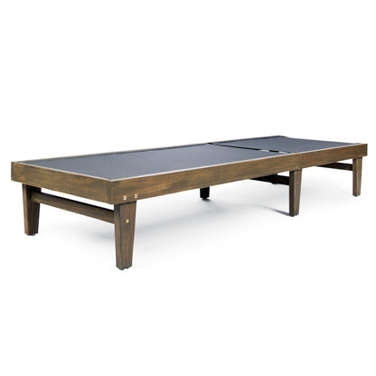 Outdoor Acacia Wood Chaise Lounge Gray Mesh 78.25x24