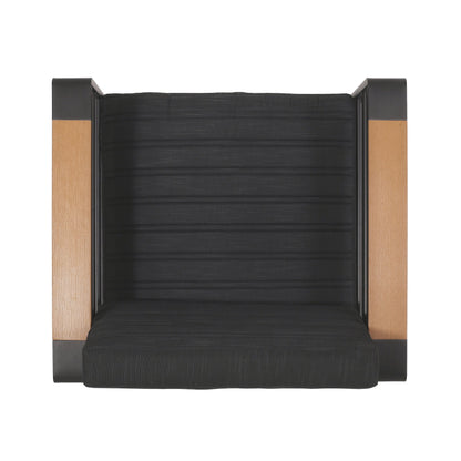 Outdoor Club Chair Aluminum Black Slat Design Water-Resistant 32x27.5x24.75 In