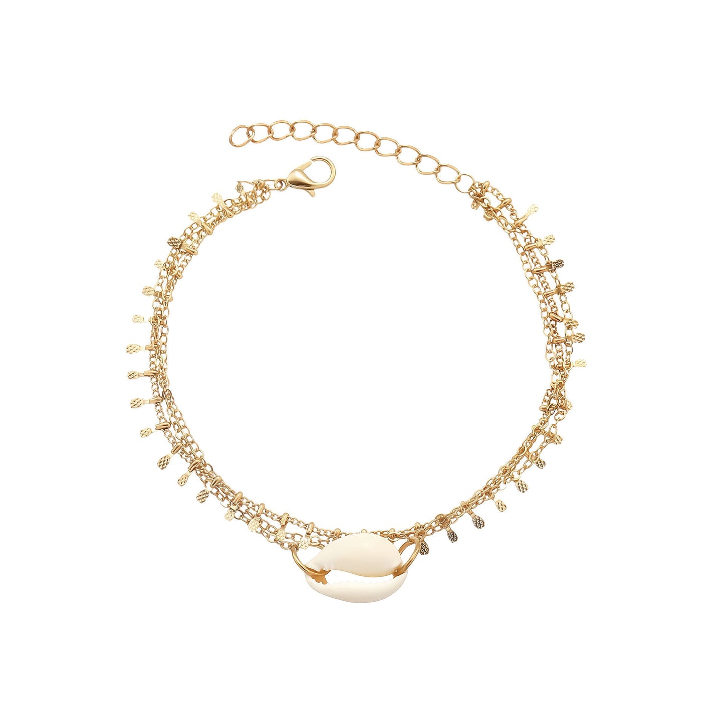 Fashionable Multi-Layer Square Gold Anklet