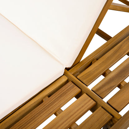 Outdoor Chaise Lounge Acacia Wood 79" 4-Position