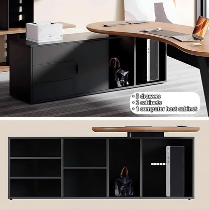 L Shaped Desk With Solid Wood 80 Inch Executive Work space Desk
