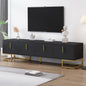 TV Stand Modern Black Gold Geometric Door MDF Adjustable Shelves Fits 80 In