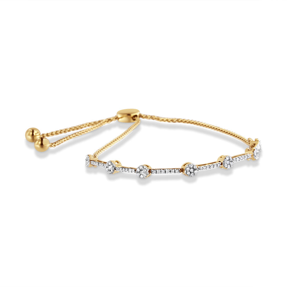Diamond Slider Link Bolo Bracelet in 14K Gold-Plated Sterling Silver – 0.33 Cttw