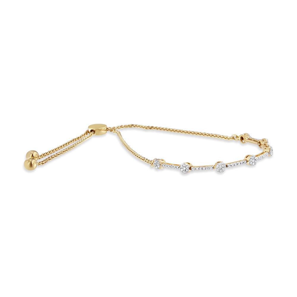Diamond Slider Link Bolo Bracelet in 14K Gold-Plated Sterling Silver – 0.33 Cttw