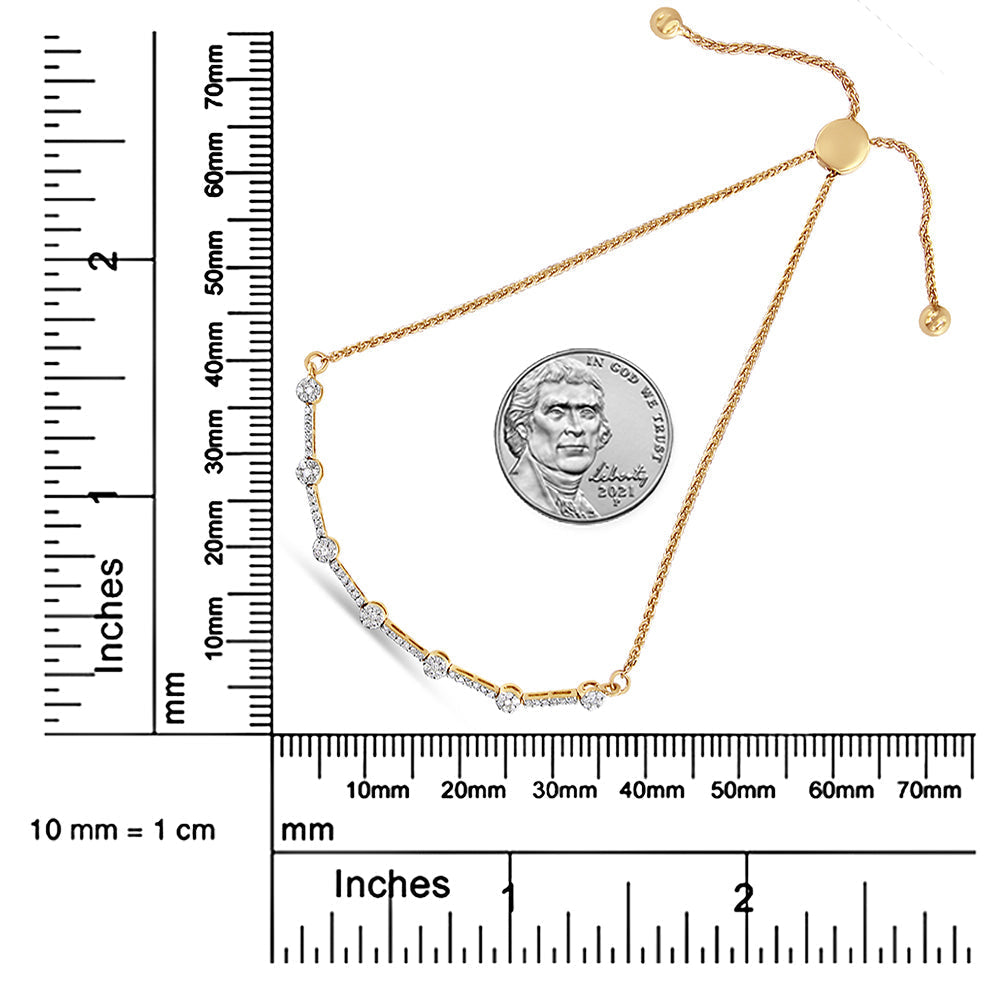 Diamond Slider Link Bolo Bracelet in 14K Gold-Plated Sterling Silver – 0.33 Cttw