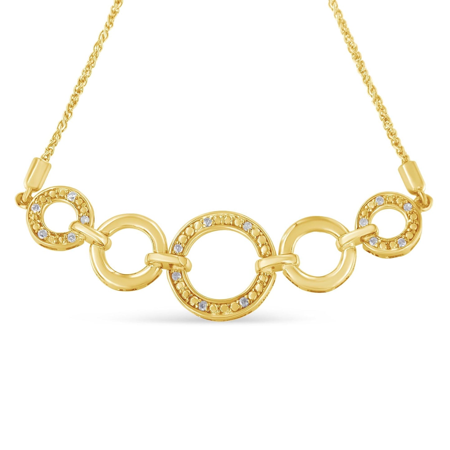 Diamond Infinity Loop Adjustable Bolo Bracelet in 14K Gold Plated Sterling Silver – 1/10 Cttw