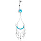 Aqua Gem Double Drama Chandelier Dangle Belly Ring