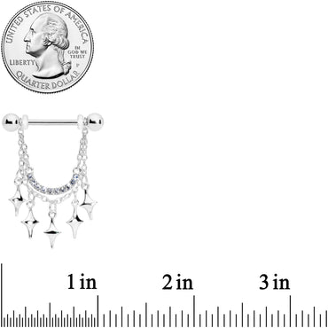 14G 9/16 Clear Gem Drama Dangle Nipple Ring Set