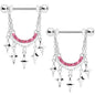 14G 9/16 Pink Gem Drama Dangle Nipple Ring Set