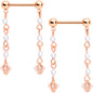 14G 5/8 Clear CZ Gem Rose Gold Tone Orb Dangle Nipple Ring Set