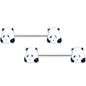 14G 5/8 Black White Round Panda Barbell Nipple Ring Set