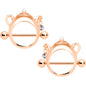 14G 5/8 Clear Gem Rose Gold Tone Teapot Nipple Shield Set